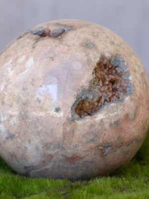 Pink Amethyst Sphere with Blue Druzy