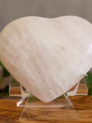 soft pink mangano calcite heart crystal salted moon rocks