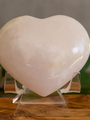 pink mangano calcite heart crystal salted moon rocks