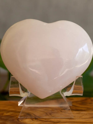 pink mangano calcite heart crystal salted moon rocks