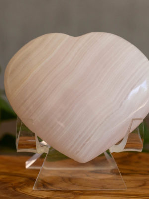 pink mangano calcite heart crystal salted moon rocks