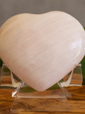 pink mangano calcite heart crystal salted moon rocks