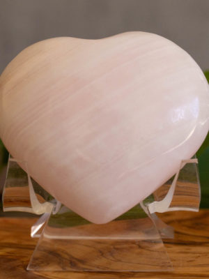 pink mangano calcite heart crystal salted moon rocks