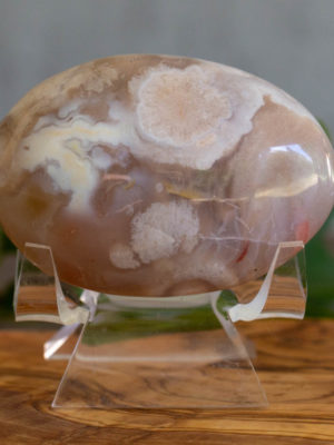 Sweet Pink Flower Agate Palm Stone