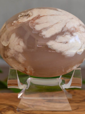 Pretty Pink Flower Agate Palm Stone