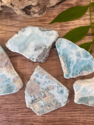 Larimar slabs salted moon rocks