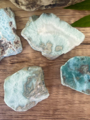 Larimar slabs salted moon rocks
