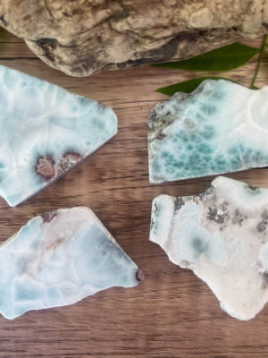 Larimar slabs salted moon rocks